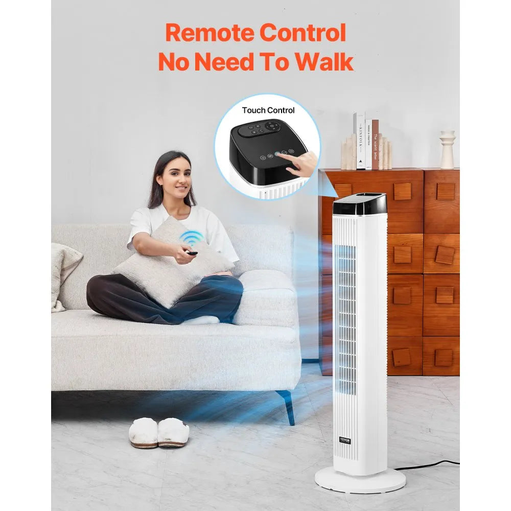 Tower Fan 22 ft/s Velocity Quiet Floor Fan, 70° Oscillating Fans for Indoors with 3 Speeds, 4 Modes, 12H Timer, Portable Standing Bladeless Fan with Remote Control for Bedroom, Office, Home