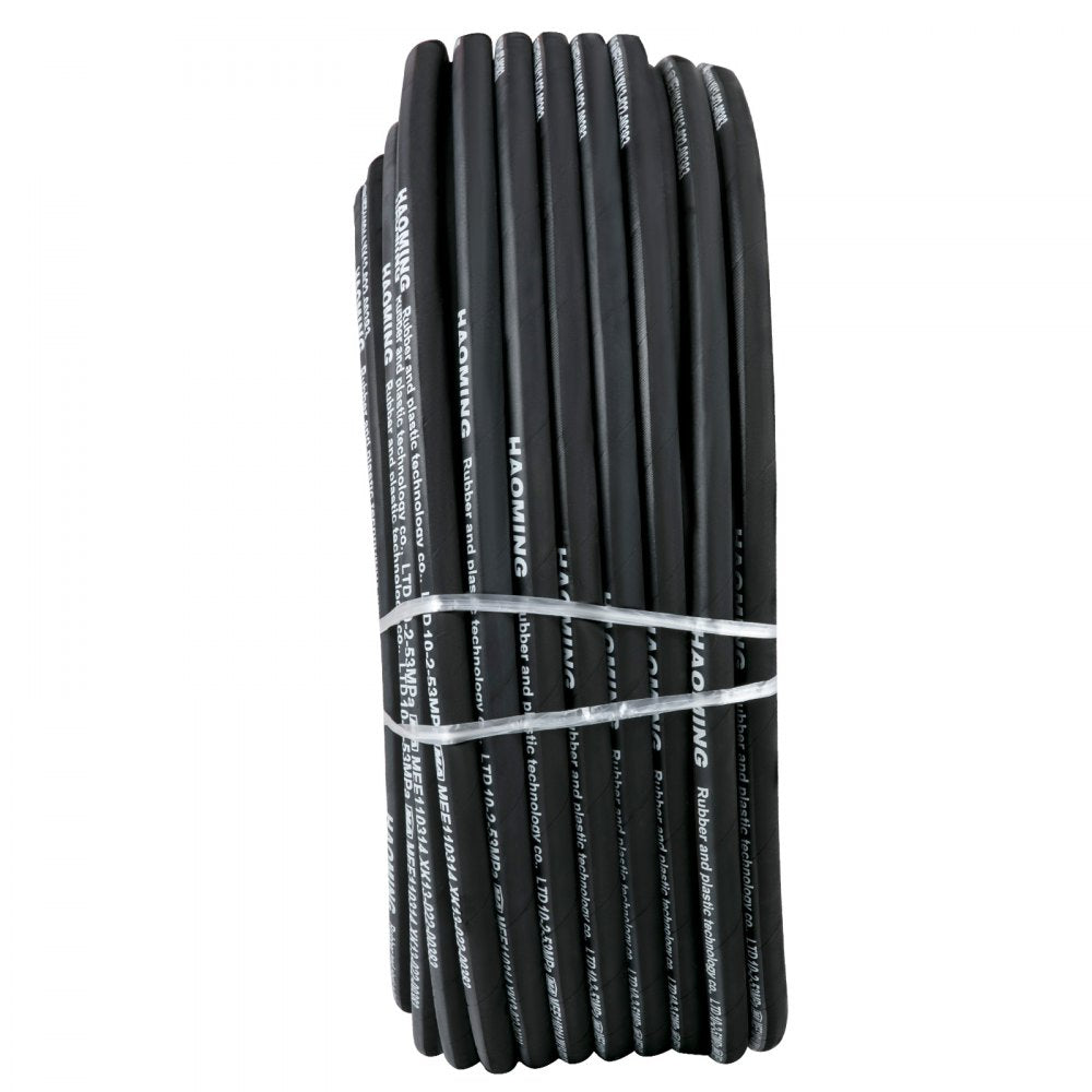 VEVOR Hydraulic Hose 328 Feet Rubber Hydraulic Hoses with 2 High-Tensile Steel Wire Braid, Inner Diameter 3/8 Inch, 5000 PSI Max, Bulk Hydraulic Hose -40 °F to 250 °F, Hydraulic Oil Flexible Hose