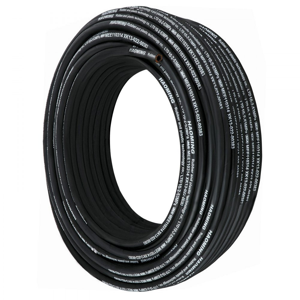 VEVOR Hydraulic Hose 328 Feet Rubber Hydraulic Hoses with 2 High-Tensile Steel Wire Braid, Inner Diameter 3/8 Inch, 5000 PSI Max, Bulk Hydraulic Hose -40 °F to 250 °F, Hydraulic Oil Flexible Hose