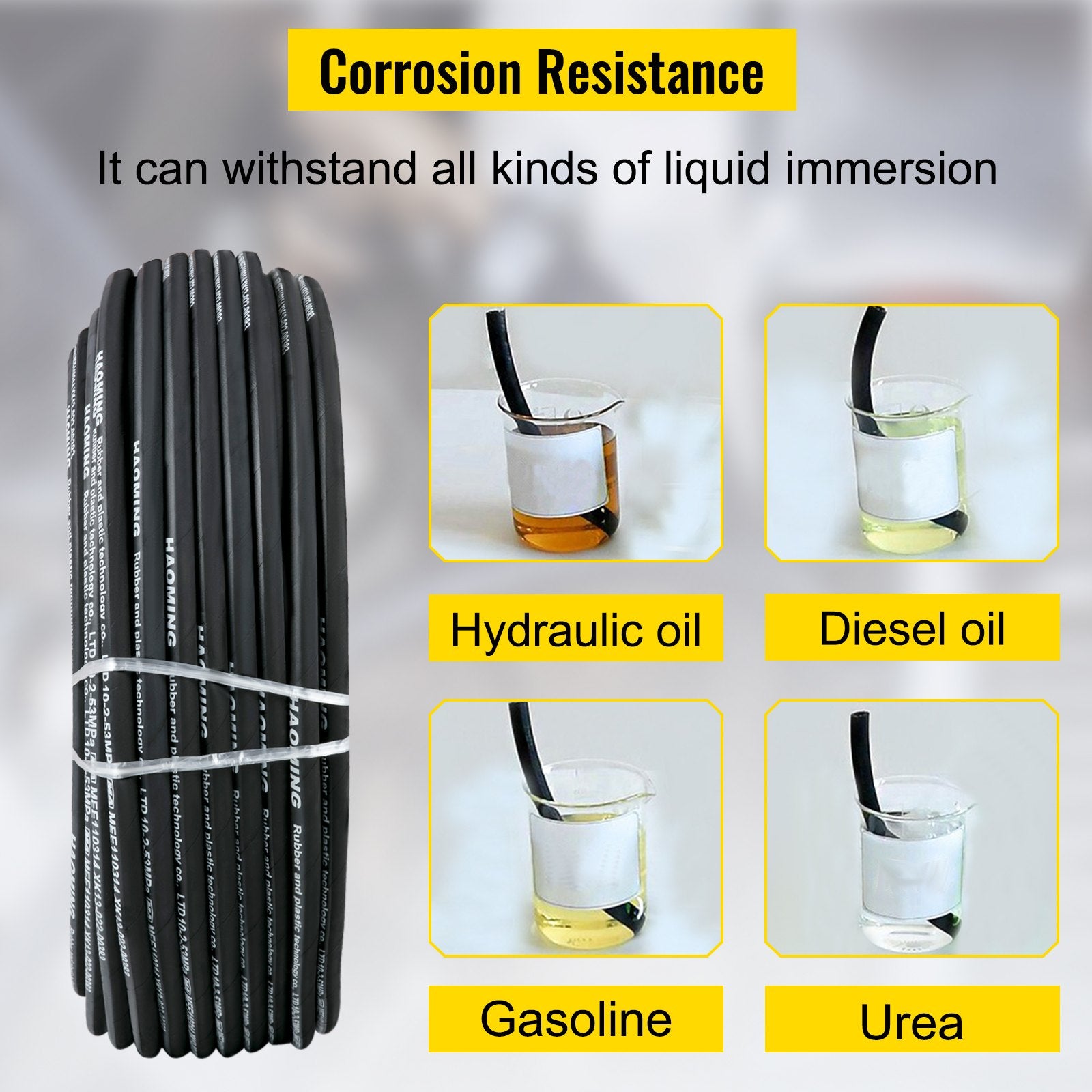 328-Foot Rubber Hydraulic Hose, 3/8" Inner Diameter, 5000 PSI Max, Steel Wire Braid, Flexible Oil Hose for Extreme Temperatures -40°F to 250°F
