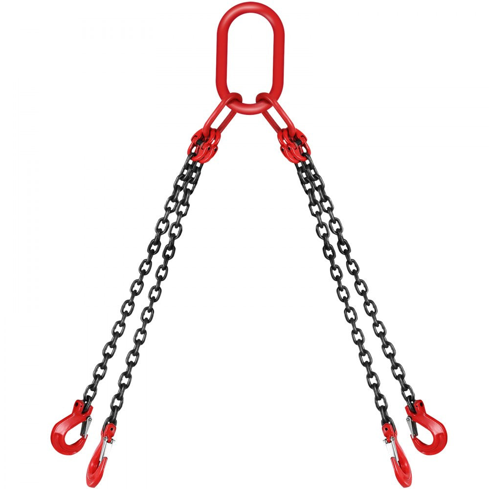 VEVOR Chain Sling 9/32" X 4.5" Engine Lift Chain G80 Alloy Steel Engine Chain Hoist Lifts 3 Ton with 4 Leg Grab Hooks and Adjuster