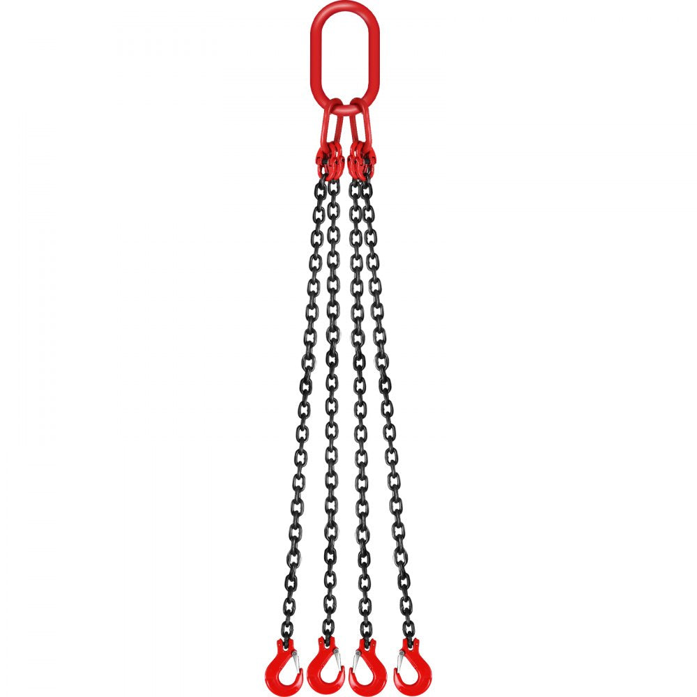 VEVOR Chain Sling 9/32" X 4.5" Engine Lift Chain G80 Alloy Steel Engine Chain Hoist Lifts 3 Ton with 4 Leg Grab Hooks and Adjuster