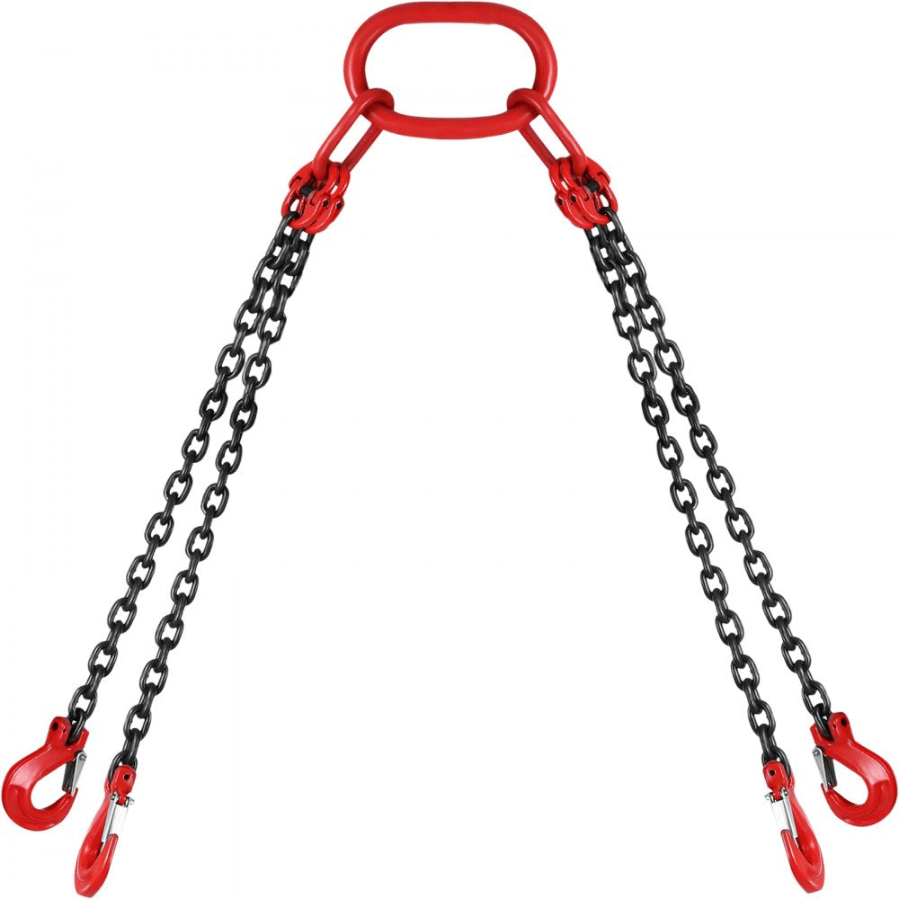 VEVOR Chain Sling 9/32" X 4.5" Engine Lift Chain G80 Alloy Steel Engine Chain Hoist Lifts 3 Ton with 4 Leg Grab Hooks and Adjuster