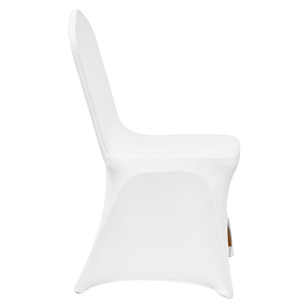 VEVOR Stretch Spandex Folding Chair Covers, Universal Fitted Arched Front Cover, Removable Washable Protective Slipcovers, for Wedding, Holiday, Banquet, Party, Celebration, Dining (100PCS White)