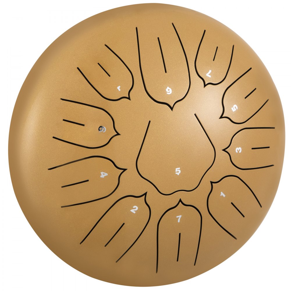 11-Note 10-Inch Lotus Style Handpan in Golden with Accessories Set