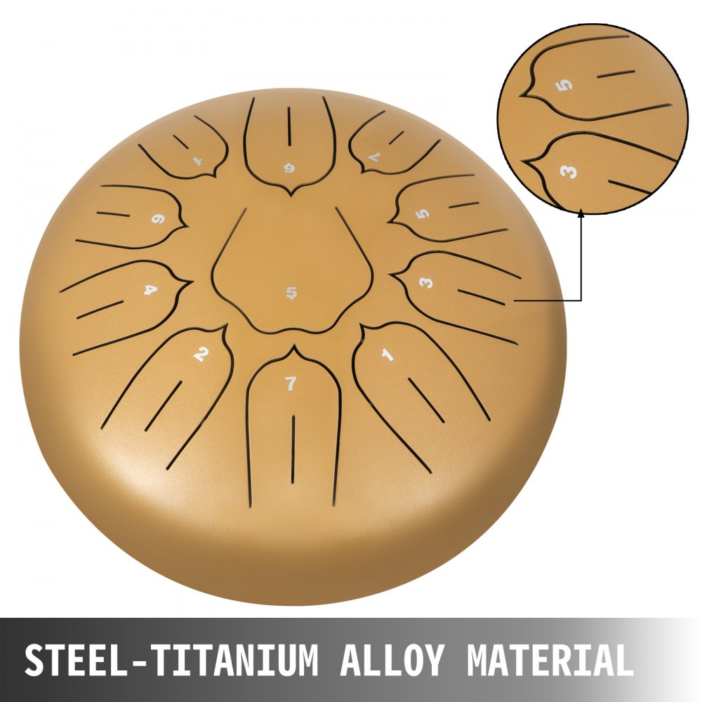 11-Note 10-Inch Lotus Style Handpan in Golden with Accessories Set