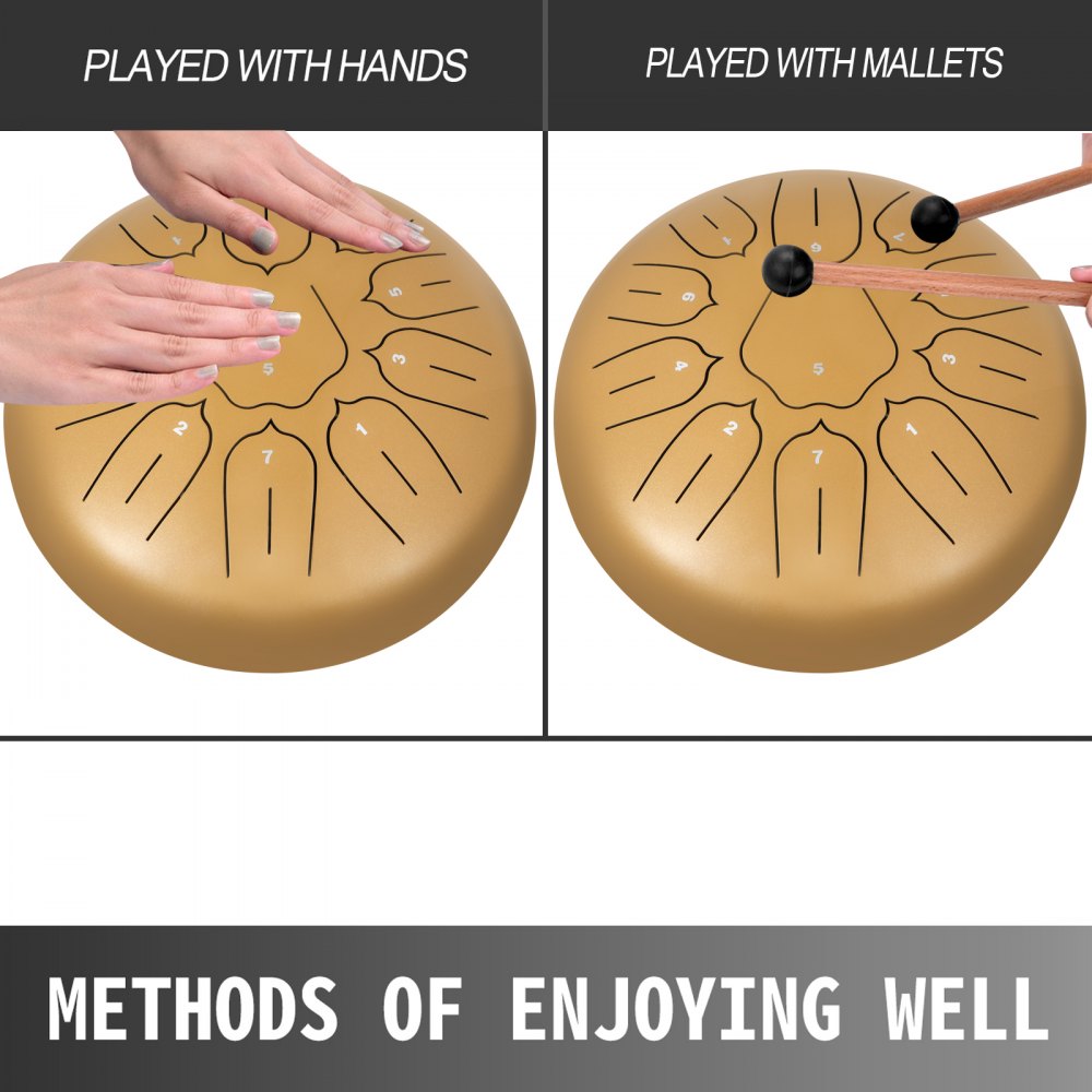 11-Note 10-Inch Lotus Style Handpan in Golden with Accessories Set