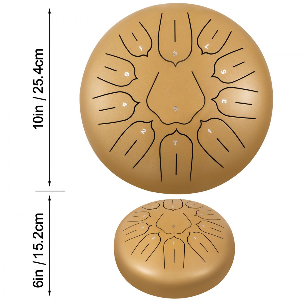 11-Note 10-Inch Lotus Style Handpan in Golden with Accessories Set