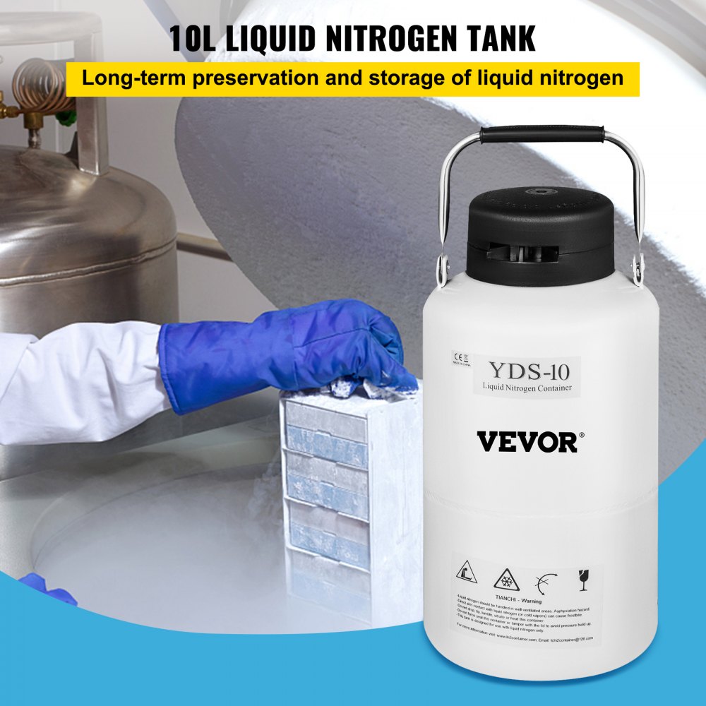 10 Liter Cryogenic Container for Liquid Nitrogen Storage with Six Canisters
