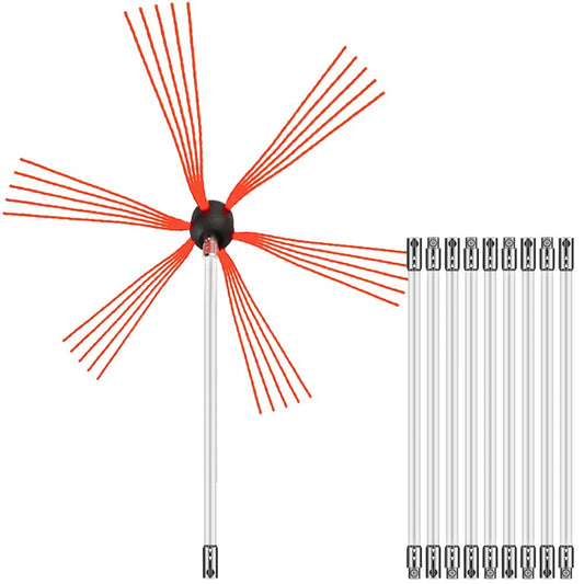 VEVOR Chimney Sweep Kit 33FT, Chimney Cleaning Tool Kits with 10 Nylon Flexible Rods, Chimney Brush 394 Inch for Sweeping Fireplace