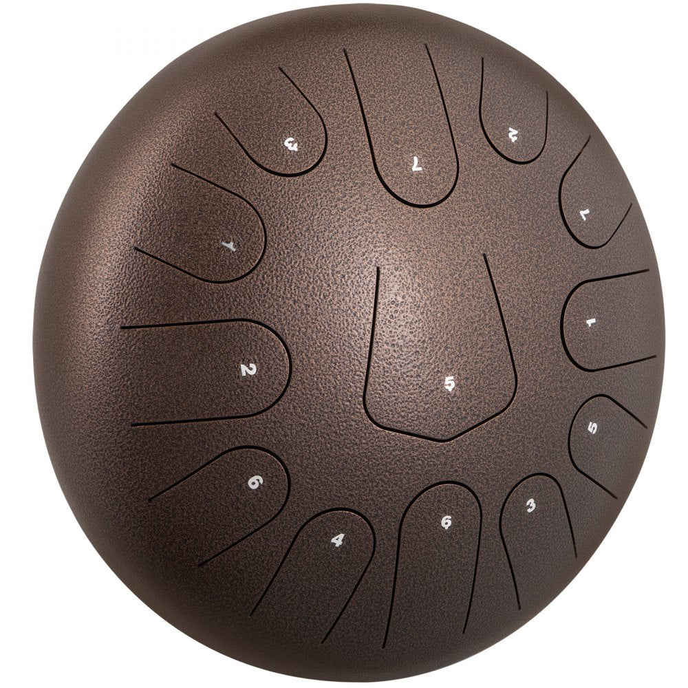VEVOR Steel Drum 13 Notes Percussion Instrument 12 Inches Tongue Drum, Steel Tongue Drum, Steel Drums Instruments With Bag, Book, Mallets, Mallet Bracket, Hang Pan Drum Instrument, Chestnut