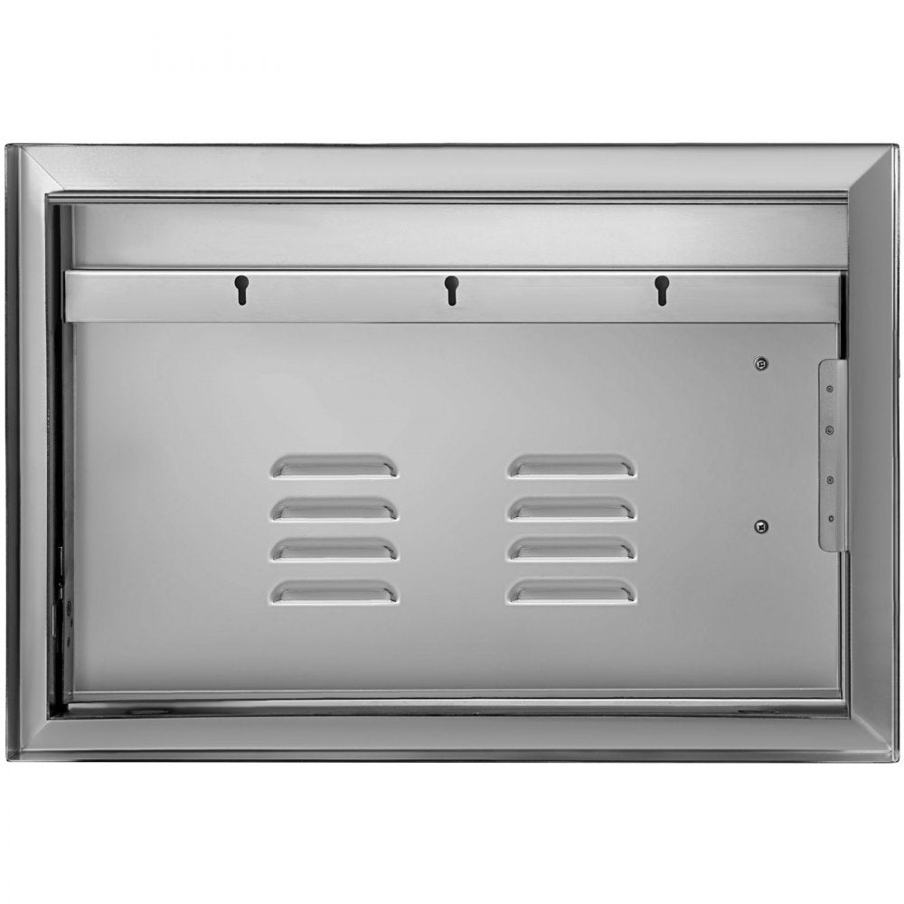 VEVOR 20W x 14H Inch BBQ Access Single Door with Vents Horizontal BBQ Island Door Stainless Steel Outdoor Kitchen Doors for Commercial BBQ Grid