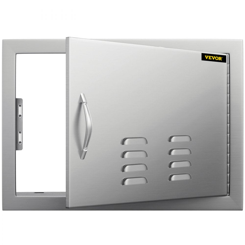VEVOR 20W x 14H Inch BBQ Access Single Door with Vents Horizontal BBQ Island Door Stainless Steel Outdoor Kitchen Doors for Commercial BBQ Grid