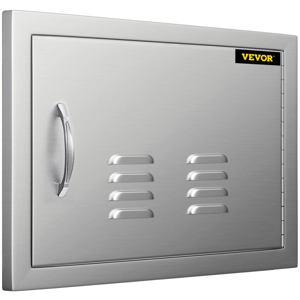 VEVOR 20W x 14H Inch BBQ Access Single Door with Vents Horizontal BBQ Island Door Stainless Steel Outdoor Kitchen Doors for Commercial BBQ Grid