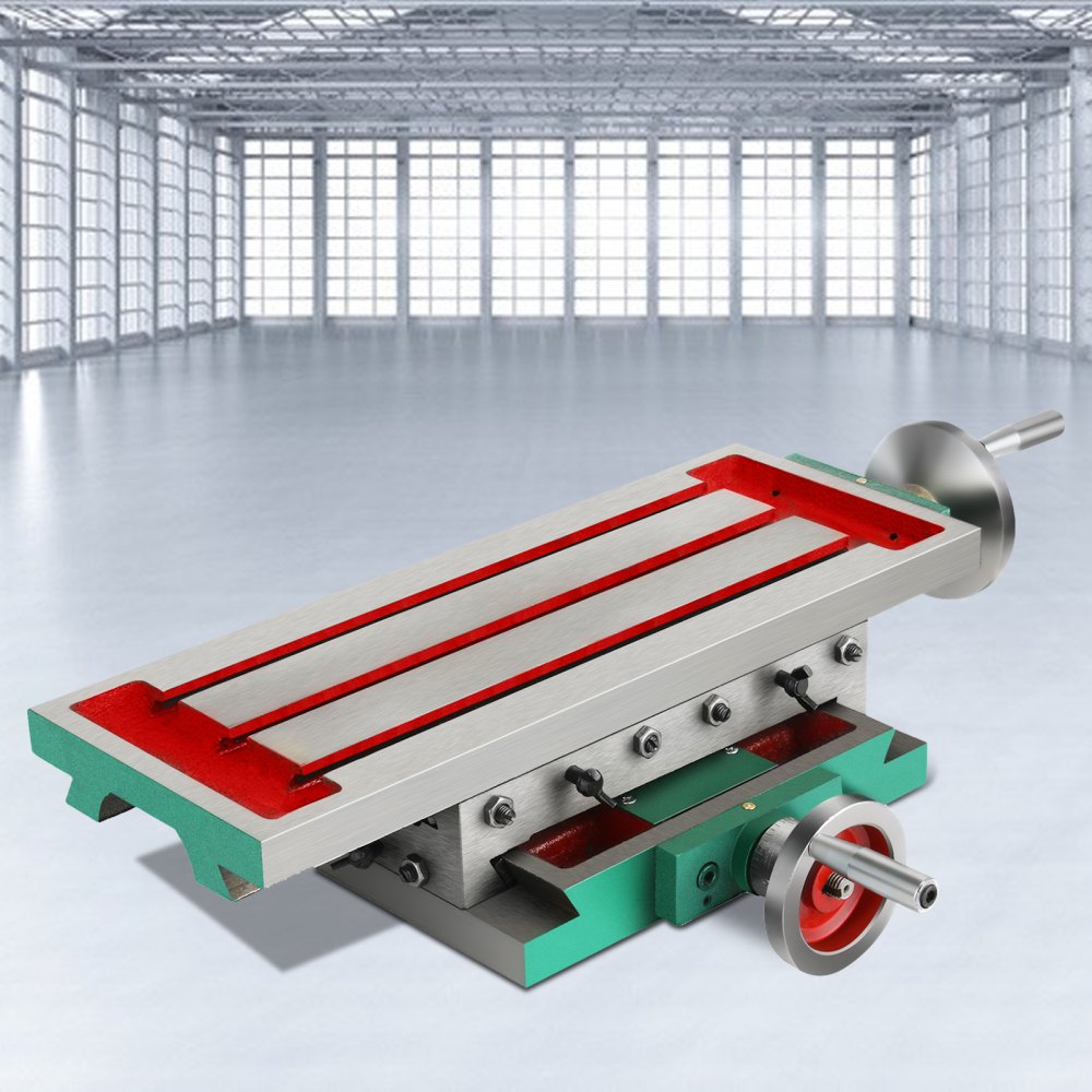 Adjustable 2-Axis Cross Slide Drill Vise with 17.7x6.7 Inch Worktable for Milling Machines