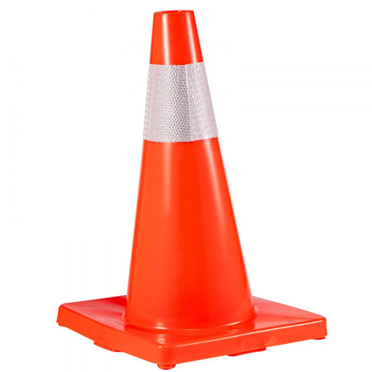 VEVOR 12Pack 18\" Traffic Cones, Safety Road Parking Cones PVC Base, Orange Traffic Cone with Reflective Collars, Hazard Construction Cones for Home Traffic Parking