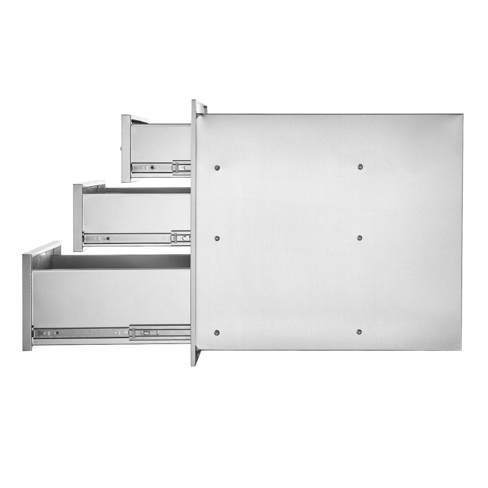 Triple Access BBQ Drawers with Chrome Handle for Outdoor Kitchen, 18x23 Inch, Stainless Steel