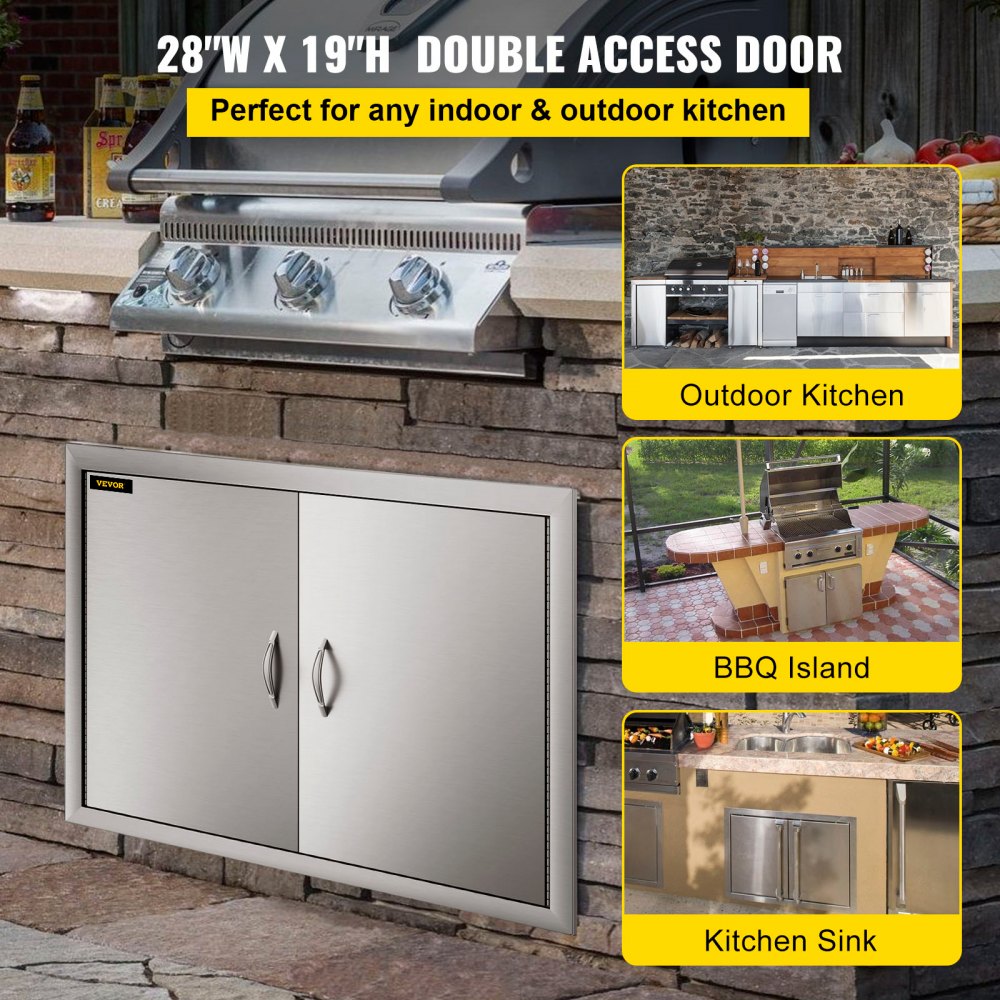 Bbq19"x28"/48x71cm Access Double Walled Door Stainless Doors Vertical Outdoor