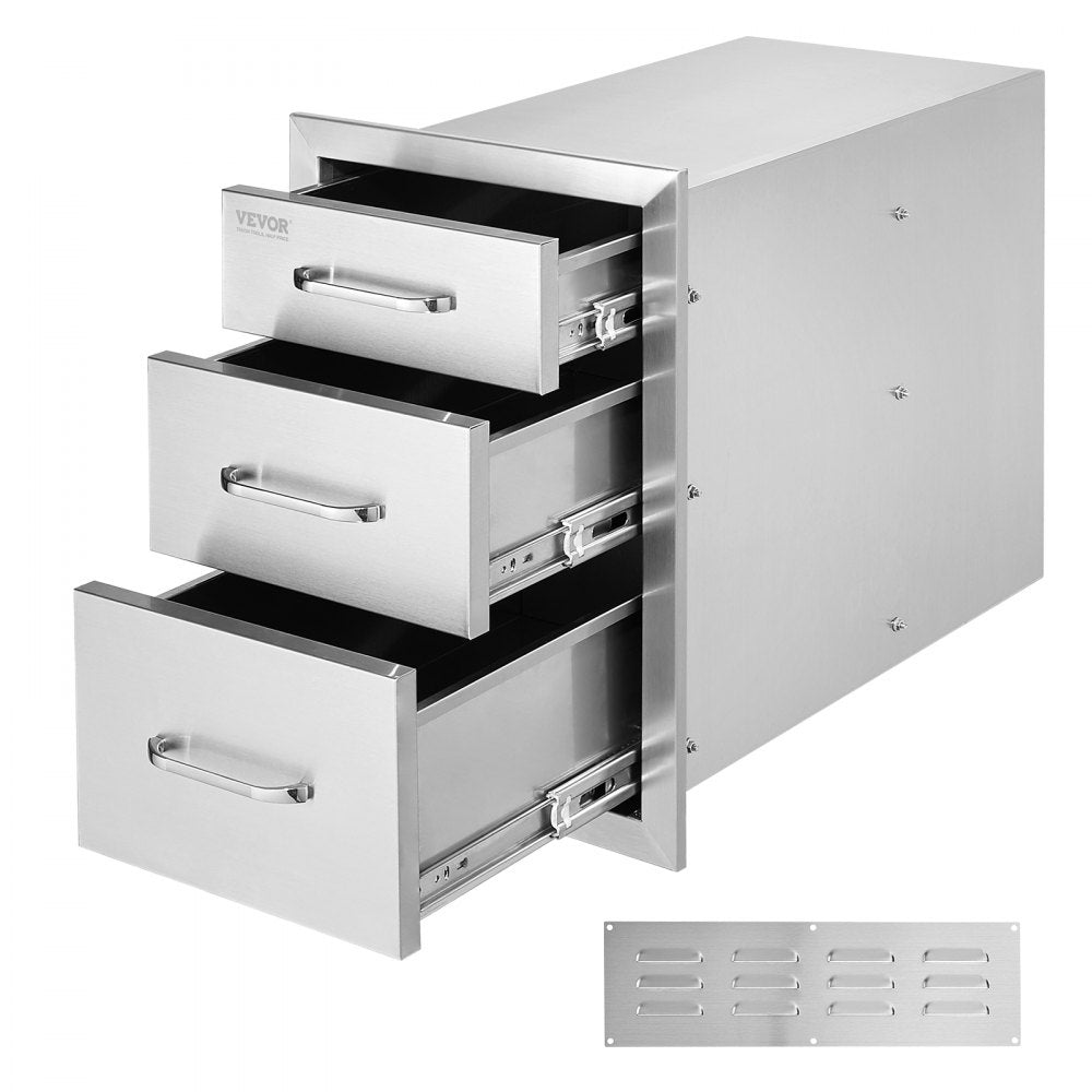 Stainless Steel Triple Drawer Set for Outdoor Kitchen, 20.25" x 14"