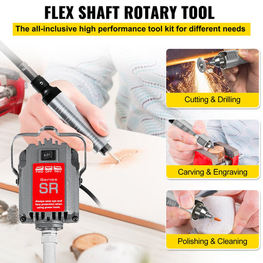 High-Power 230W Hanging Flex Shaft Grinder with Stepless Speed Foot Pedal for Carving, Buffing, Drilling, Polishing - 18000 RPM, 4mm Flex Shaft, Grey