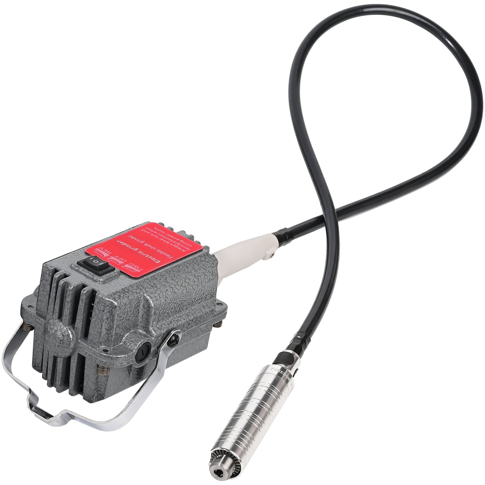 High-Power 230W Hanging Flex Shaft Grinder with Stepless Speed Foot Pedal for Carving, Buffing, Drilling, Polishing - 18000 RPM, 4mm Flex Shaft, Grey