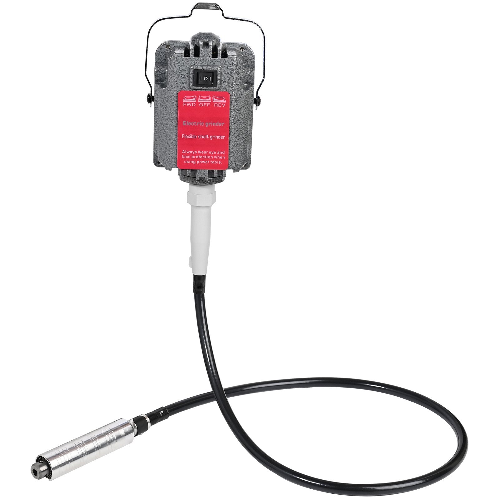 High-Power 230W Hanging Flex Shaft Grinder with Stepless Speed Foot Pedal for Carving, Buffing, Drilling, Polishing - 18000 RPM, 4mm Flex Shaft, Grey