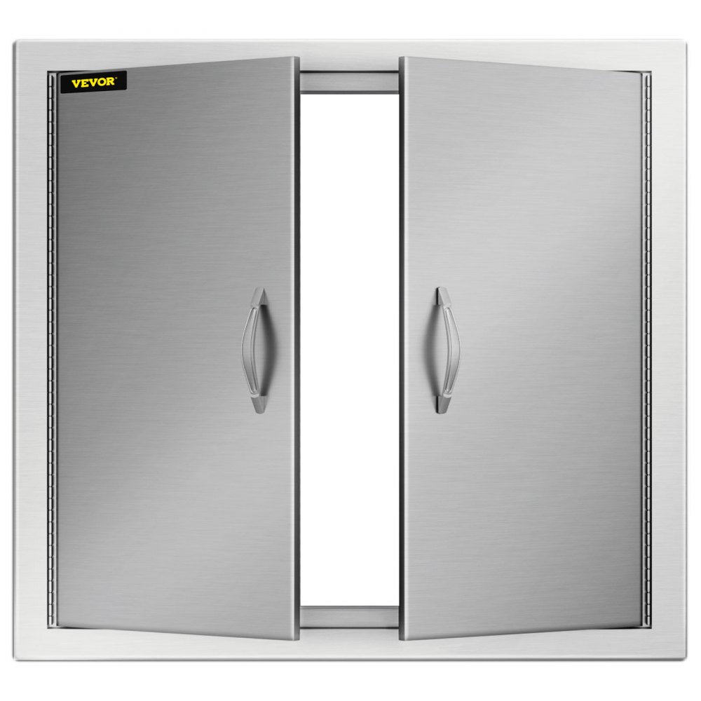 VEVOR Outdoor Kitchen Access 26\"x 24\" Wall Construction Stainless Steel Flush Mount for BBQ Island, 26inch x 24inch, Double Door