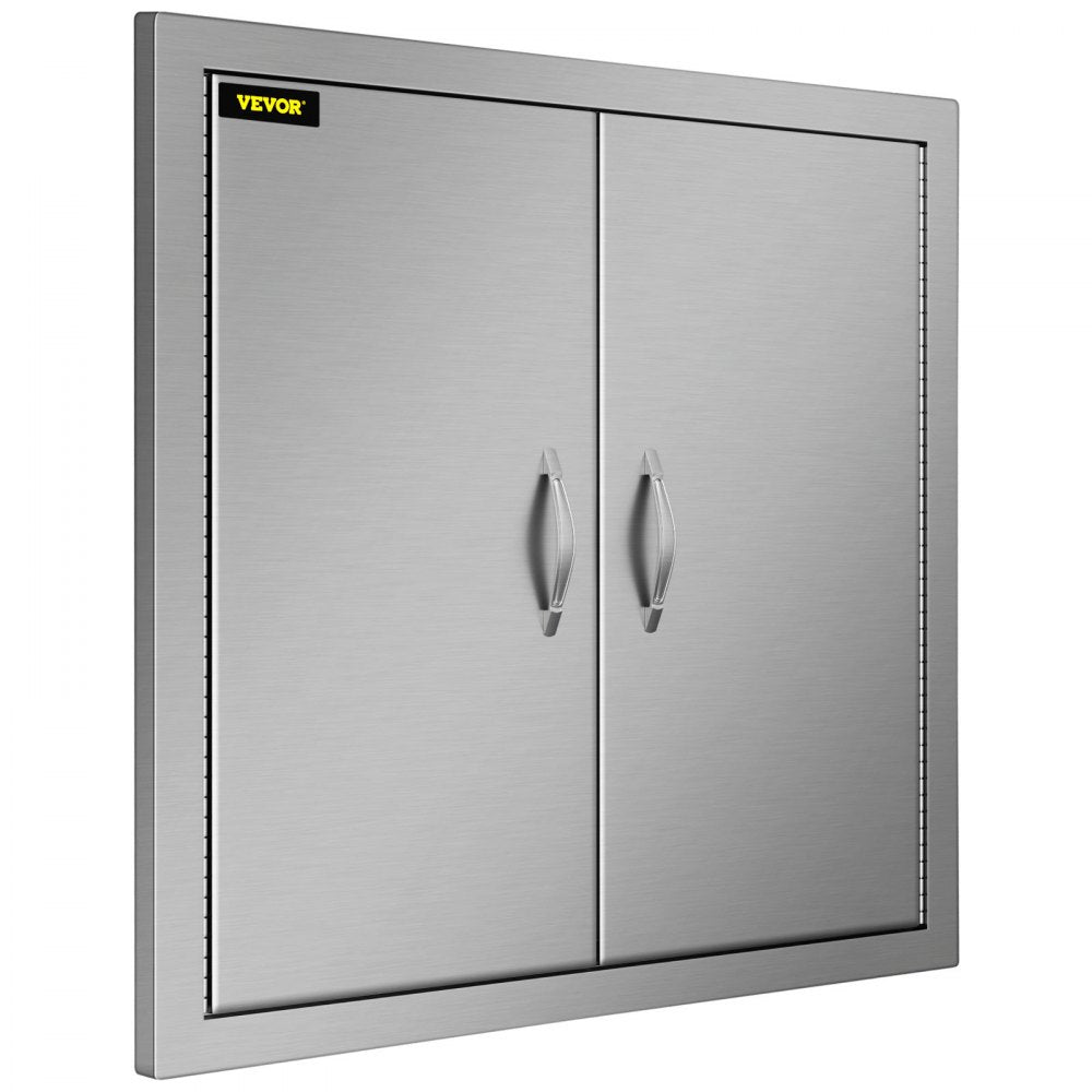 VEVOR Outdoor Kitchen Access 26\"x 24\" Wall Construction Stainless Steel Flush Mount for BBQ Island, 26inch x 24inch, Double Door