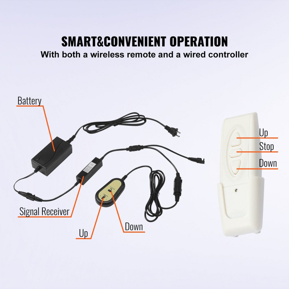 VEVOR Motorized TV Lift Stroke Length 20 Inches Motorized TV Mount Fit for 28-32 Inch TV Lift with Remote Control Height Adjustable 30.4-50 Inch,Load Capacity 132 Lbs