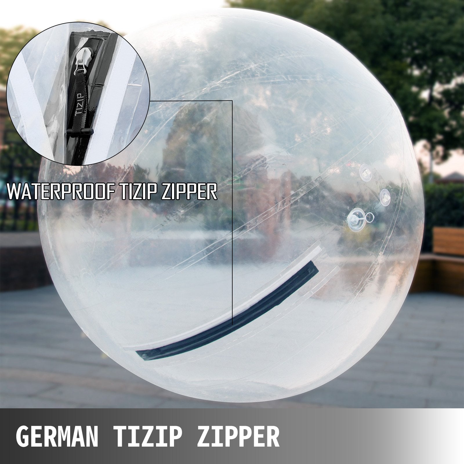 2M Inflatable Zorb Ball with German TIZIP Zipper – Eco-Friendly, Quick Setup, Durable PVC for Water Walking, 396lbs Capacity