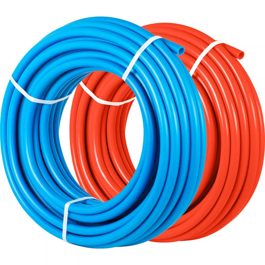 VEVOR PEX Tubing Oxygen Barrier - 2 Rolls of 1/2 Inch X 300 Feet Tube Coil - EVOH PEX-B Pipe for Residential Commercial Radiant Floor Heating Pex Pipe (1/2" O2-Barrier, 2x300Ft/Red+Blue)
