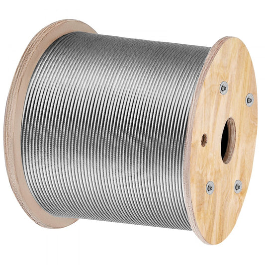 VEVOR Cable Railing 1000ft Stainless Steel Wire Rope 1/8" Stainless Stranded Wire 1x19 Wire Rope T316 (T316 1/8" 1000ft)