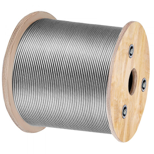 VEVOR Stainless Steel Cable Railing 1/8 Inch, Wire Rope 500 Feet 7x7, Braided Aircraft Cable Strands Construction for Deck,Rail,Balusters,Stair,Handrail,Porch,Fence