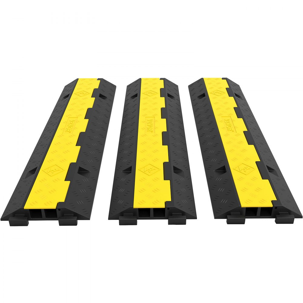 Heavy-Duty Dual Channel Rubber Cable Protector for Cars - 3 Pack, Supports Up to 11,000 lbs