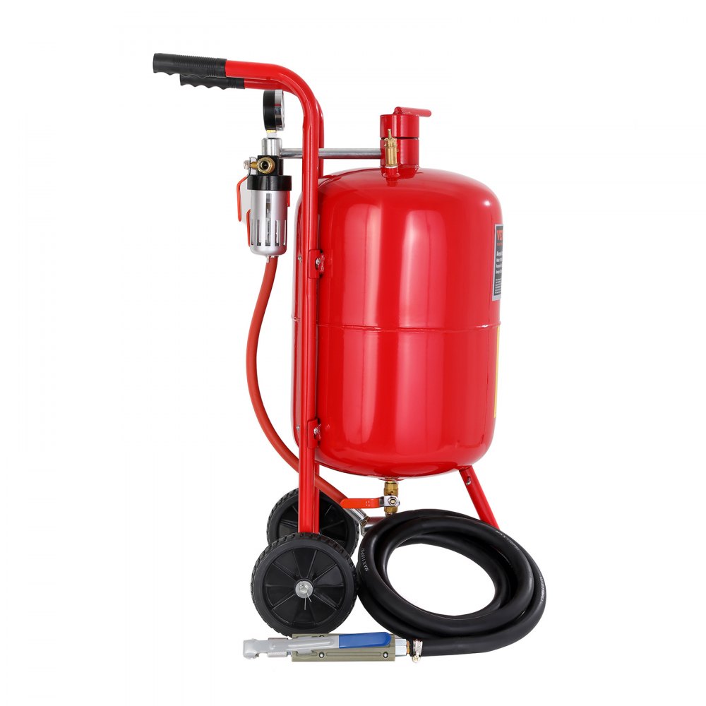 Heavy-Duty 10-Gallon Portable Sandblaster with Wheels, Nozzle Control, and Pressure Gauge for Efficient Grit Blasting Tasks