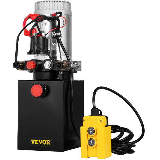 VEVOR Hydraulic Pump 12V DC Double Acting Hydraulic Power Unit 4L Steel Tank Hydraulic Pump Power Unit for Dump Trailer Car Lifting