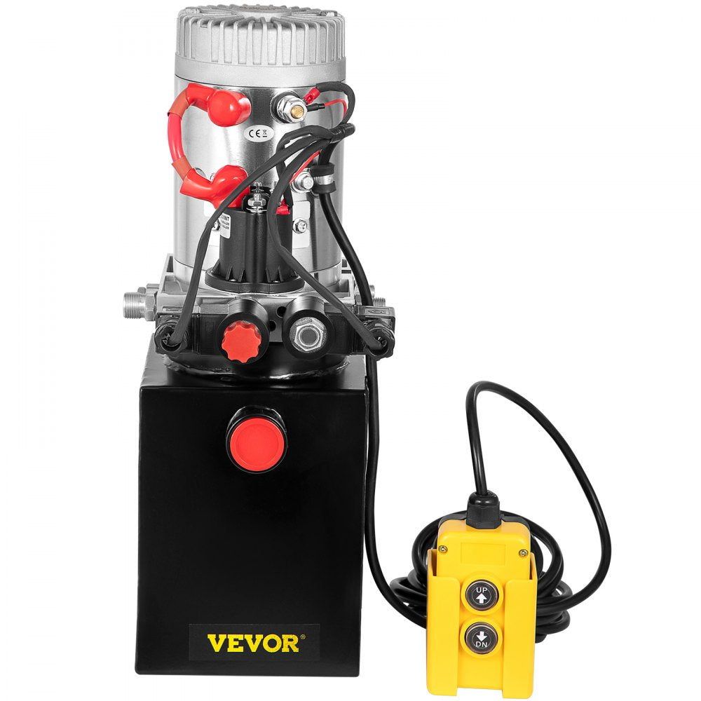 VEVOR Hydraulic Pump 12V DC Double Acting Hydraulic Power Unit 4L Steel Tank Hydraulic Pump Power Unit for Dump Trailer Car Lifting