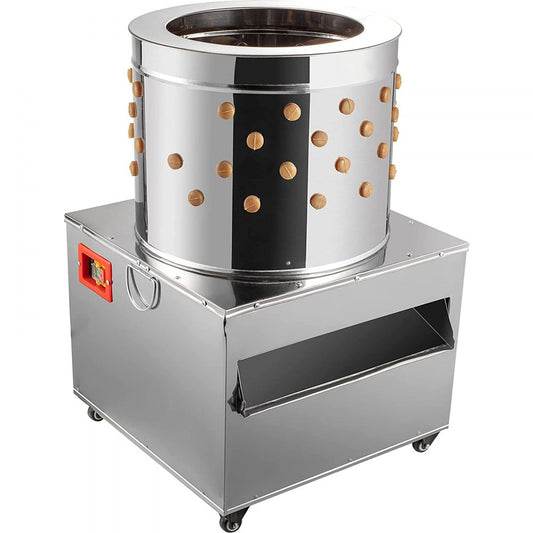 VEVOR Stainless Steel Chicken Plucker 20 Inch Barrel Diameter De-Feather Remover Poultry Machine 1500W 275R/min Barrel Diameter Heavy Duty Feather Plucking Machine