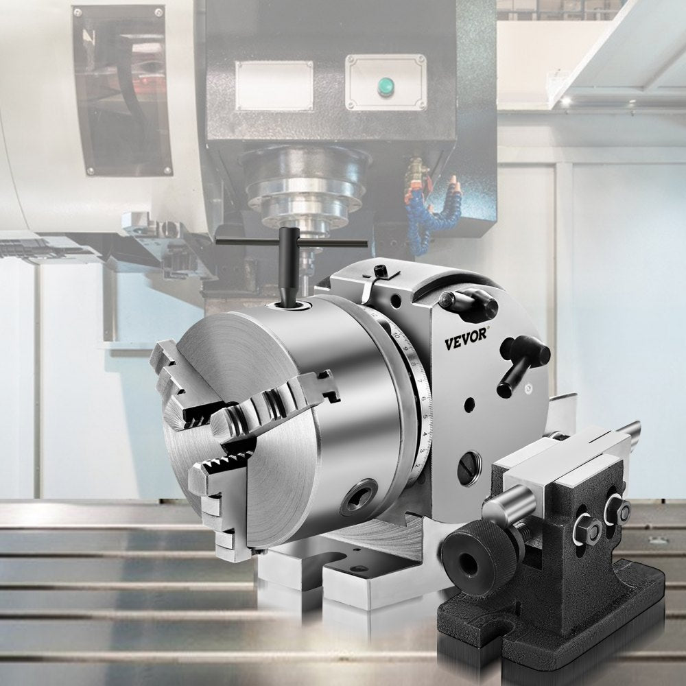 Precision 5-Inch Dividing Head Set with 3-Jaw Chuck and Tailstock for Milling Machine Applications