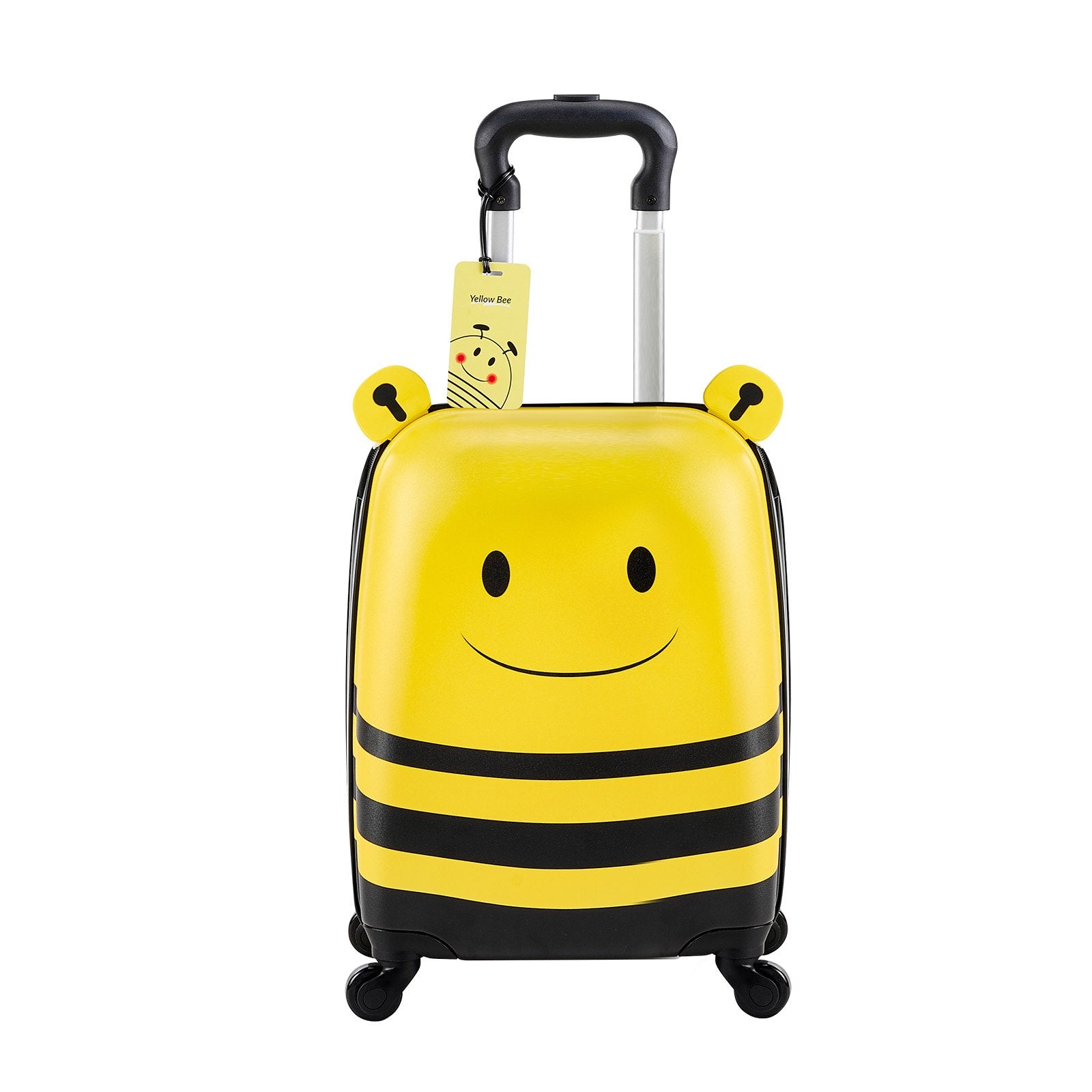 5-Piece Kids Luggage Set with 18-Inch Hardside Suitcase, Backpack, U-Shape Pillow, Bee Design, Holiday Gift, Travel Essentials
