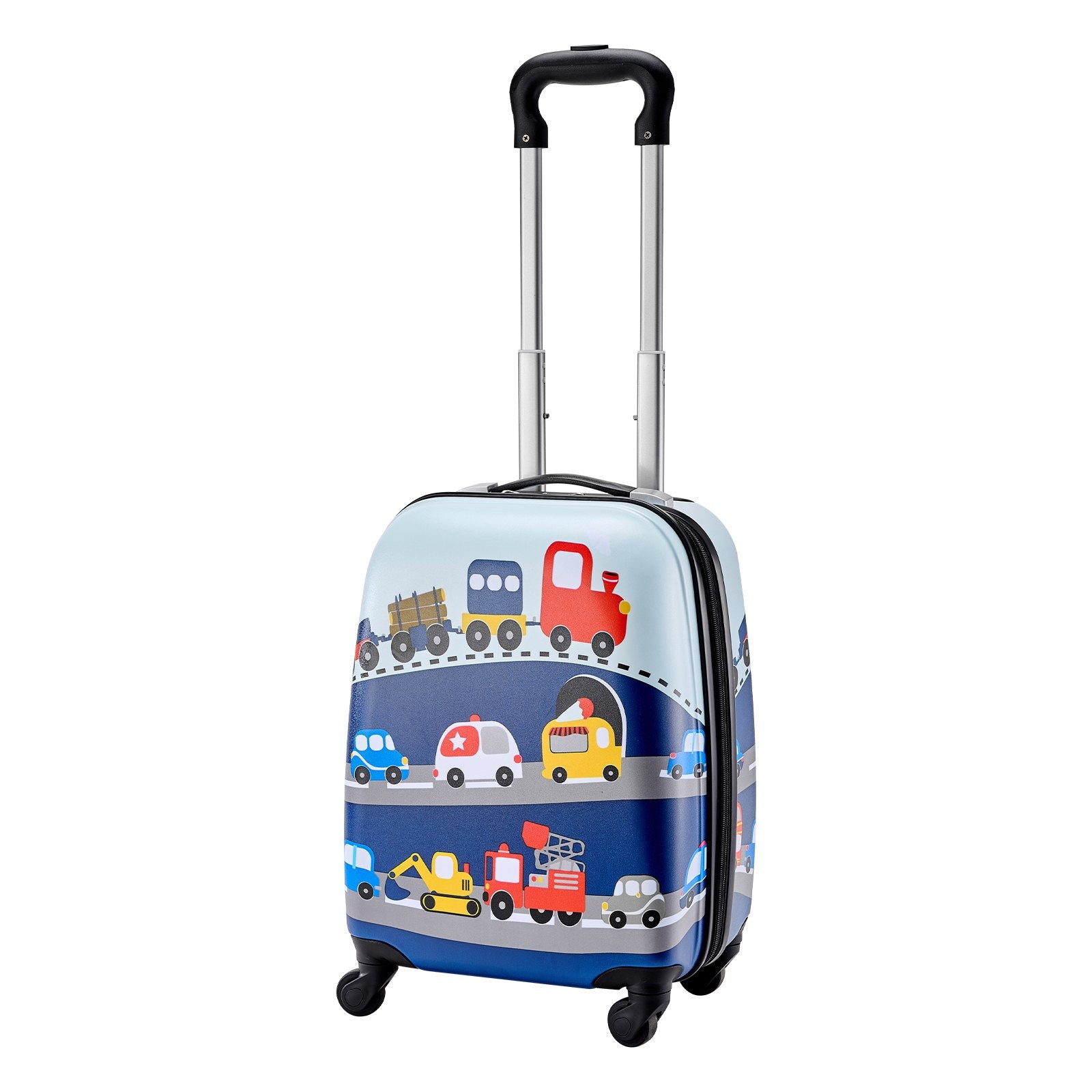 5-Piece Kids Luggage Set with 18-Inch Hardside Suitcase, Backpack, U-Shape Pillow, Truck Pattern - Ideal Holiday Gift, Airline Approved