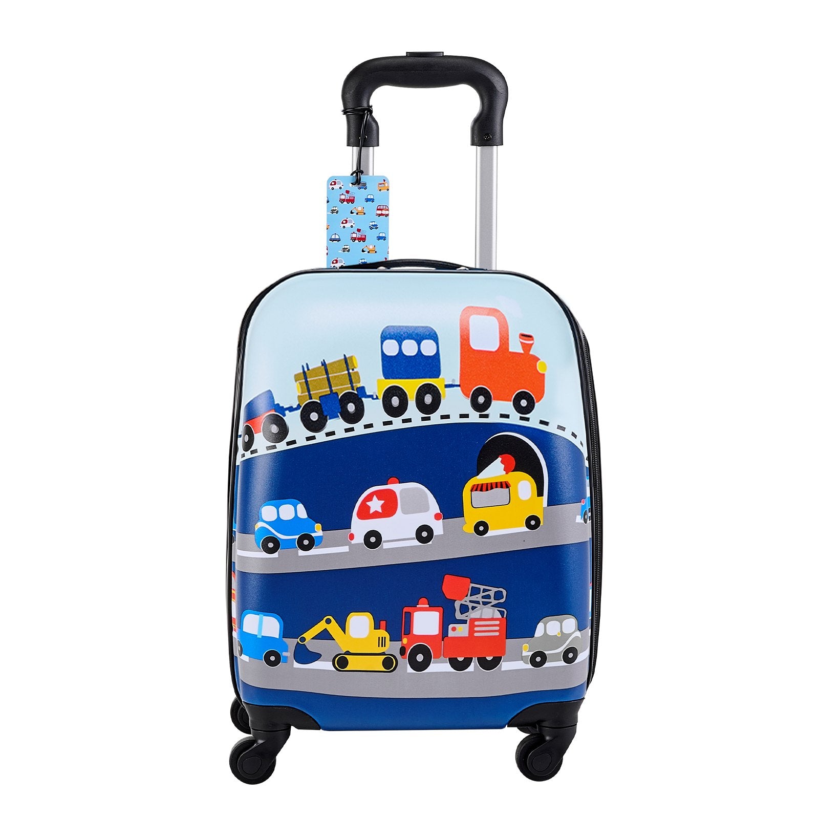 5-Piece Kids Luggage Set with 18-Inch Hardside Suitcase, Backpack, U-Shape Pillow, Truck Pattern - Ideal Holiday Gift, Airline Approved