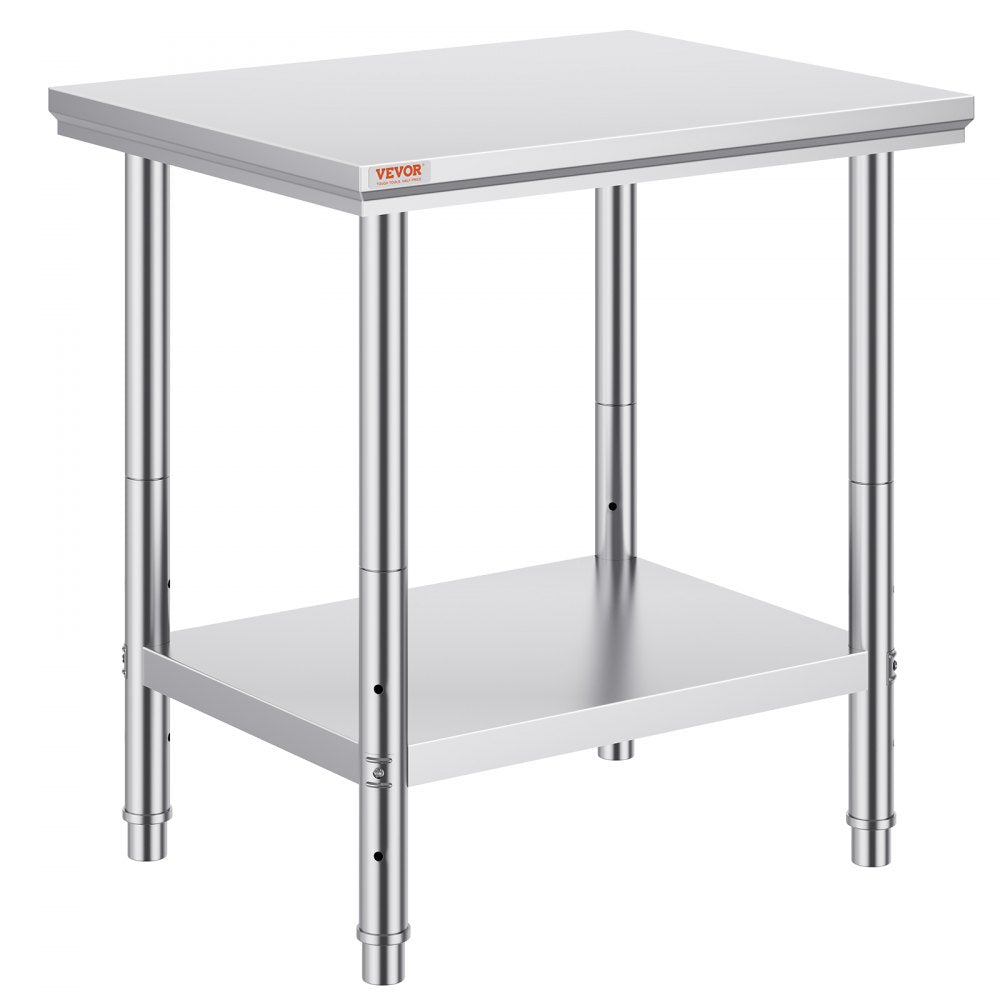 VEVOR Stainless Steel Work Table 24 x 30 x 32 Inch Commercial Food Prep Worktable for Home, Kitchen, Restaurant Metal Prep Table with Adjustable Feet