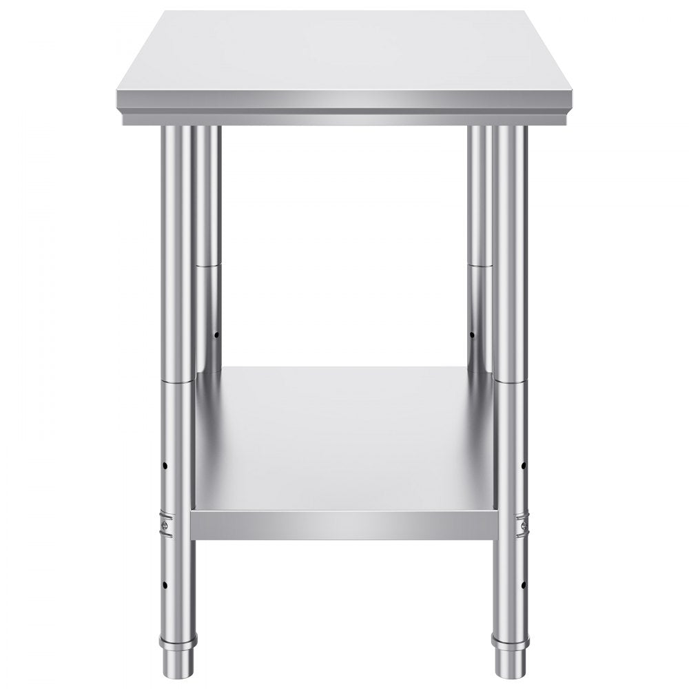 VEVOR Stainless Steel Work Table 24 x 30 x 32 Inch Commercial Food Prep Worktable for Home, Kitchen, Restaurant Metal Prep Table with Adjustable Feet