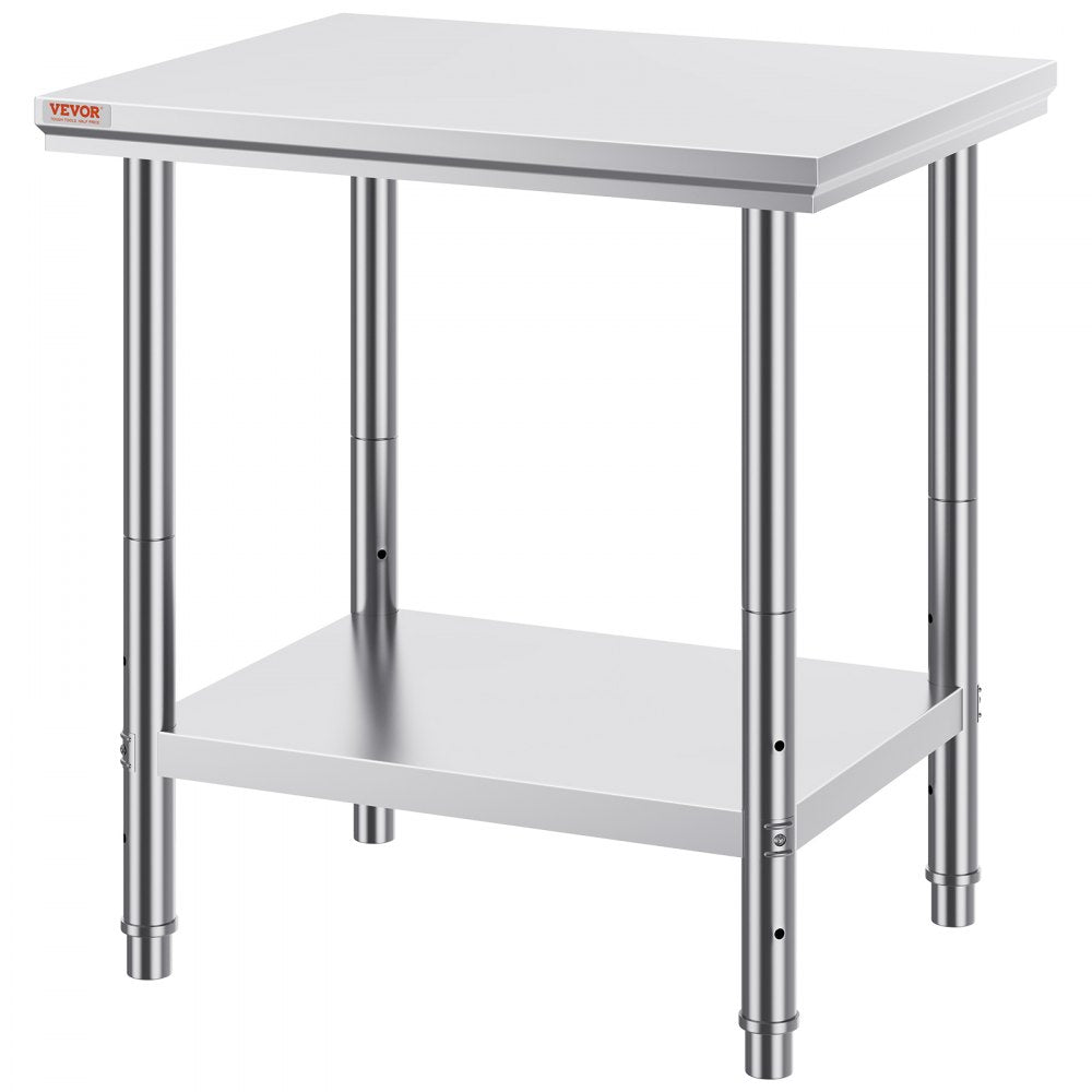 VEVOR Stainless Steel Work Table 24 x 30 x 32 Inch Commercial Food Prep Worktable for Home, Kitchen, Restaurant Metal Prep Table with Adjustable Feet