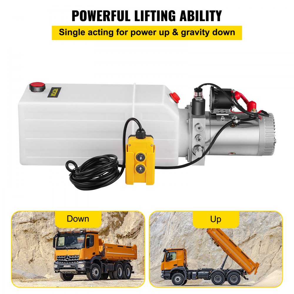 12v 8 Quart Single Acting Hydraulic Pump Power Supply Unit Pack Lift