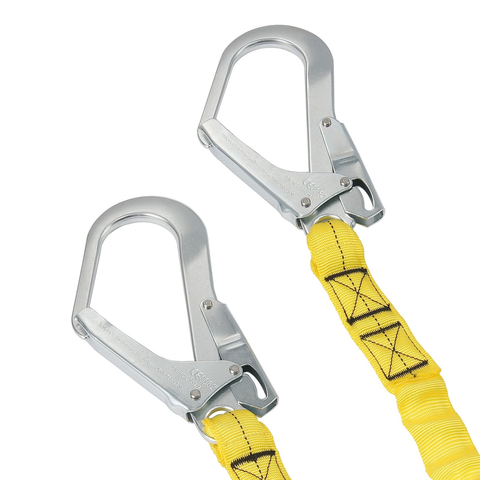 Heavy-Duty 6ft Safety Lanyard with Dual Alloy Snap Hooks, Retractable Belt for Tree Climbing, 38KN Tension, ANSI Certified, Yellow
