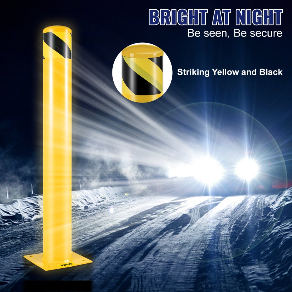 36" Yellow Steel Safety Bollard Post with 4.5" Diameter for Barrier Protection