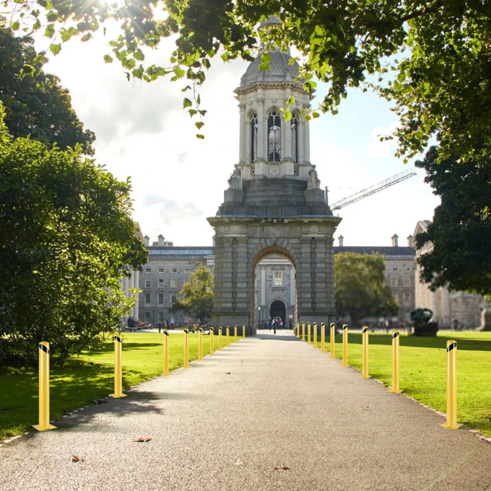 36" Yellow Steel Safety Bollard Post with 4.5" Diameter for Barrier Protection
