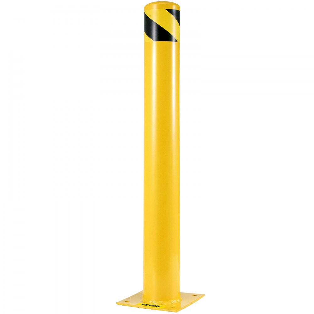 VEVOR Safety Bollard 42-4.5 Safety Barrier Bollard 4-1/2" OD 42" Height Yellow Powder Coat Pipe Steel Safety Barrier with 4 Free Anchor Bolts for Traffic-Sensitive Area